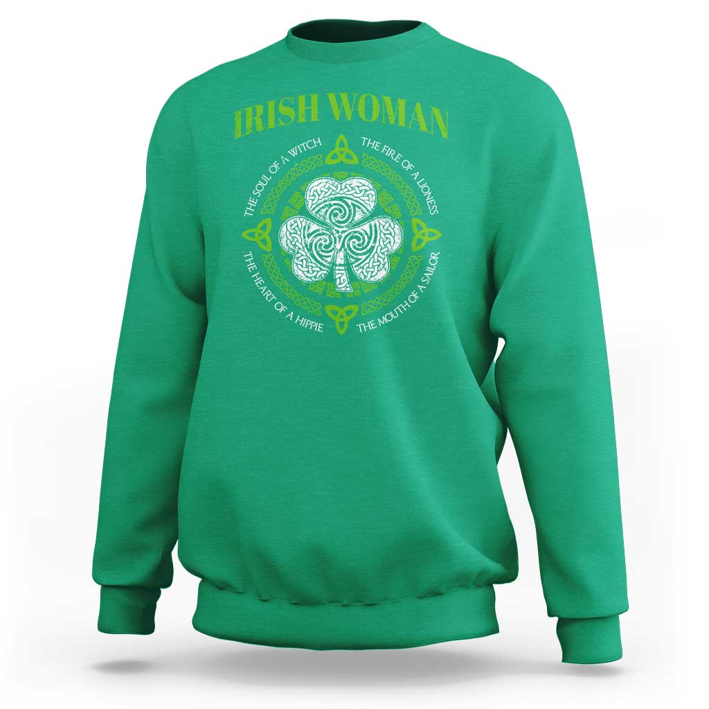 Irish Woman Pride Sweatshirt The Soul of A Witch Celtic Shamrock Feminist - Wonder Print Shop