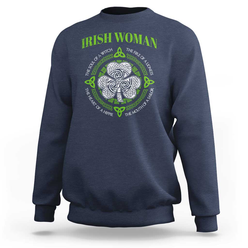 Irish Woman Pride Sweatshirt The Soul of A Witch Celtic Shamrock Feminist - Wonder Print Shop