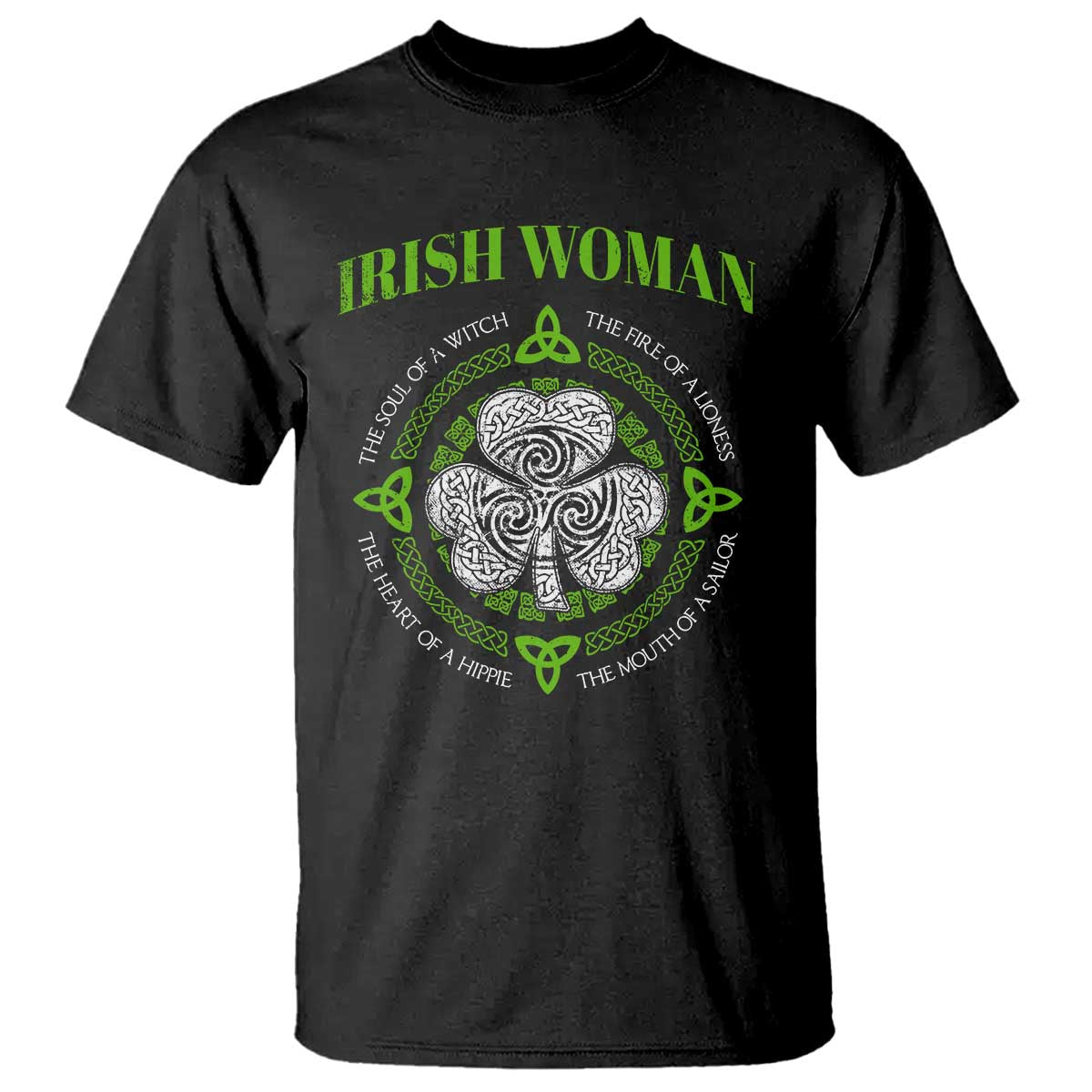 Irish Woman Pride T Shirt The Soul of A Witch Celtic Shamrock Feminist - Wonder Print Shop