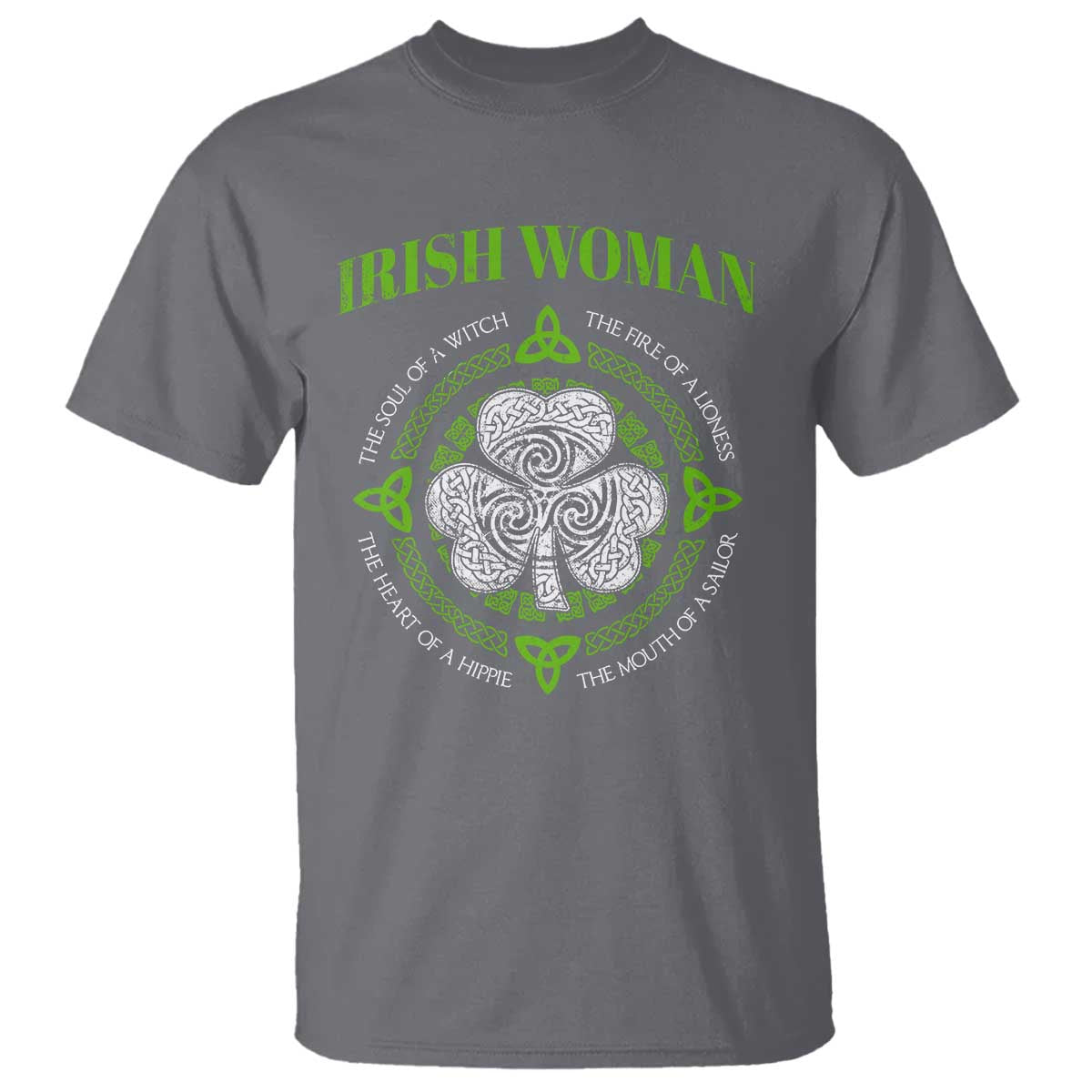 Irish Woman Pride T Shirt The Soul of A Witch Celtic Shamrock Feminist - Wonder Print Shop