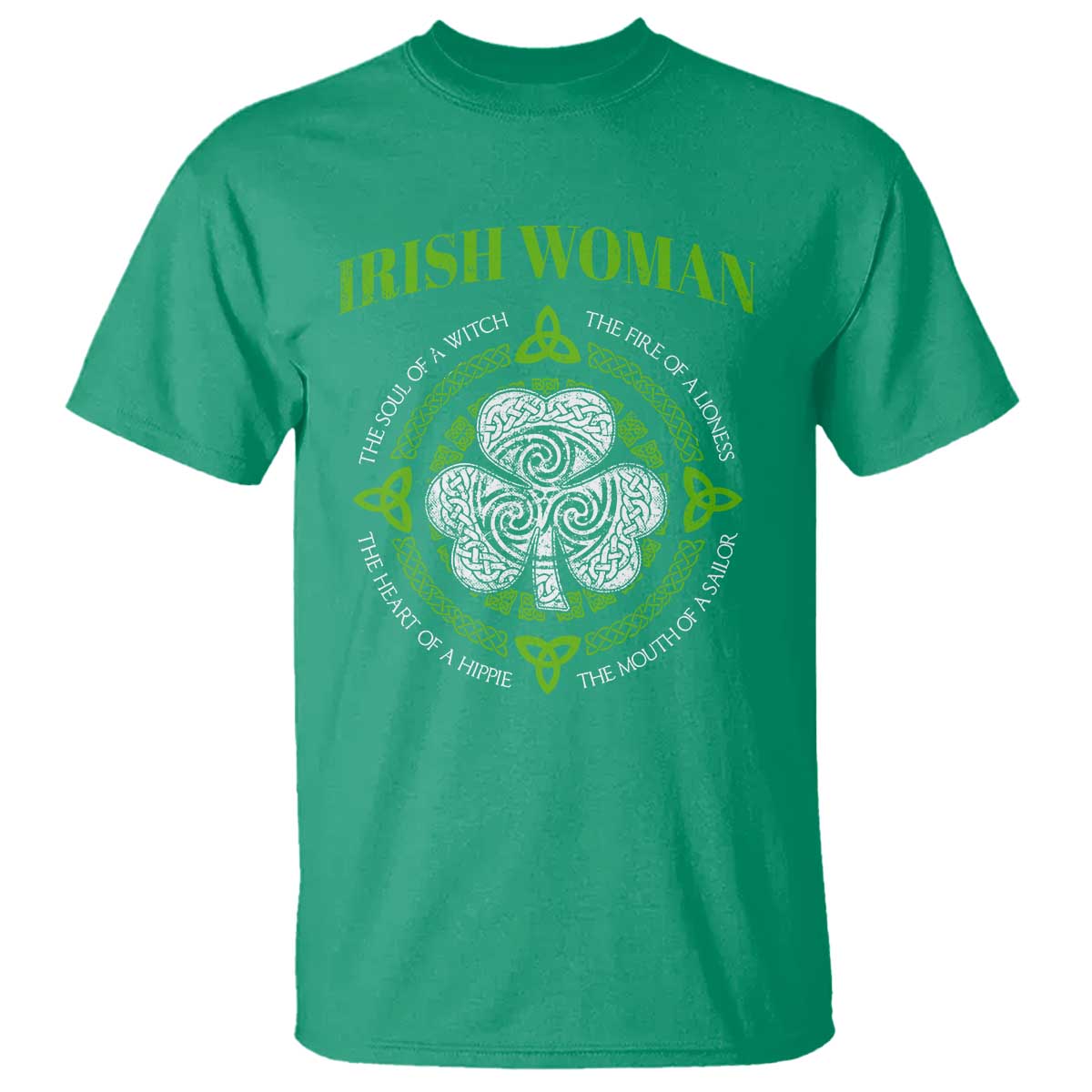 Irish Woman Pride T Shirt The Soul of A Witch Celtic Shamrock Feminist - Wonder Print Shop