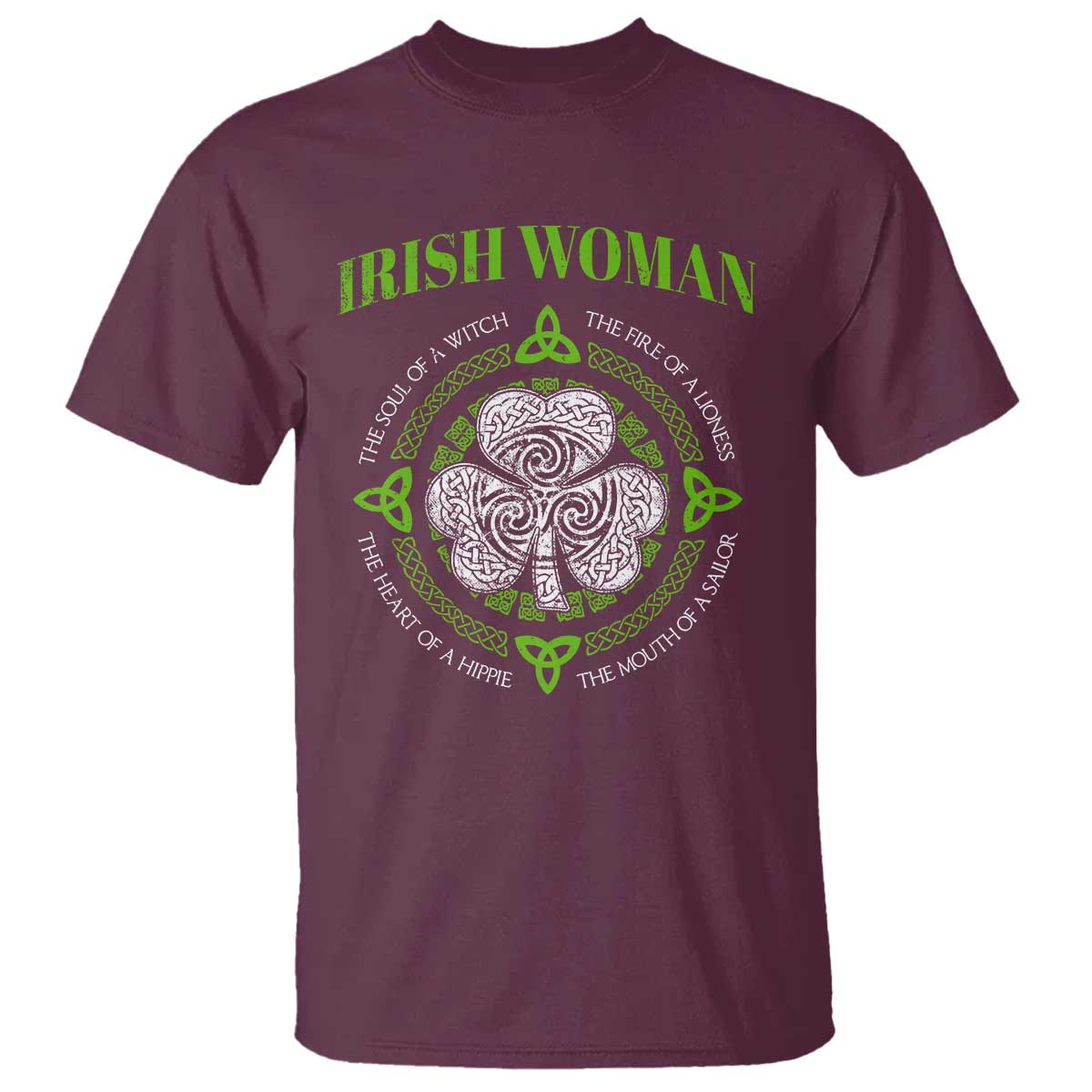 Irish Woman Pride T Shirt The Soul of A Witch Celtic Shamrock Feminist - Wonder Print Shop