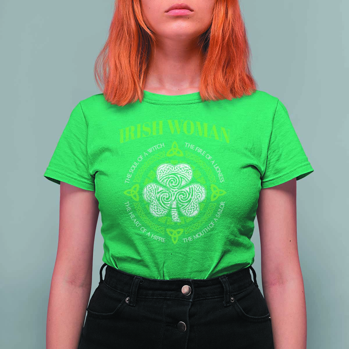 Irish Woman Pride T Shirt For Women The Soul of A Witch Celtic Shamrock Feminist - Wonder Print Shop
