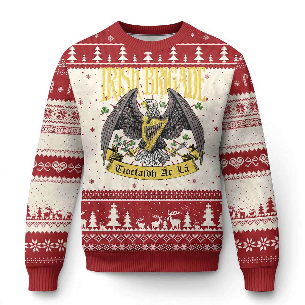 Irish Brigade Ugly Christmas Sweater Tiocfaidh Ar La Eagle Patriotic - Wonder Print Shop