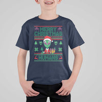 Funny Xmas Alien Santa T Shirt For Kid Merry Christmas Humans UFO Outer Space - Wonder Print Shop