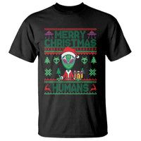 Funny Xmas Alien Santa T Shirt Merry Christmas Humans UFO Outer Space - Wonder Print Shop
