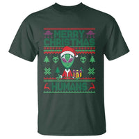 Funny Xmas Alien Santa T Shirt Merry Christmas Humans UFO Outer Space - Wonder Print Shop