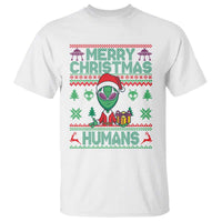 Funny Xmas Alien Santa T Shirt Merry Christmas Humans UFO Outer Space - Wonder Print Shop