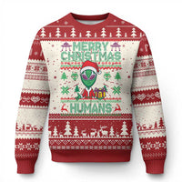 Funny Xmas Alien Santa Ugly Christmas Sweater Merry Christmas Humans UFO Outer Space - Wonder Print Shop