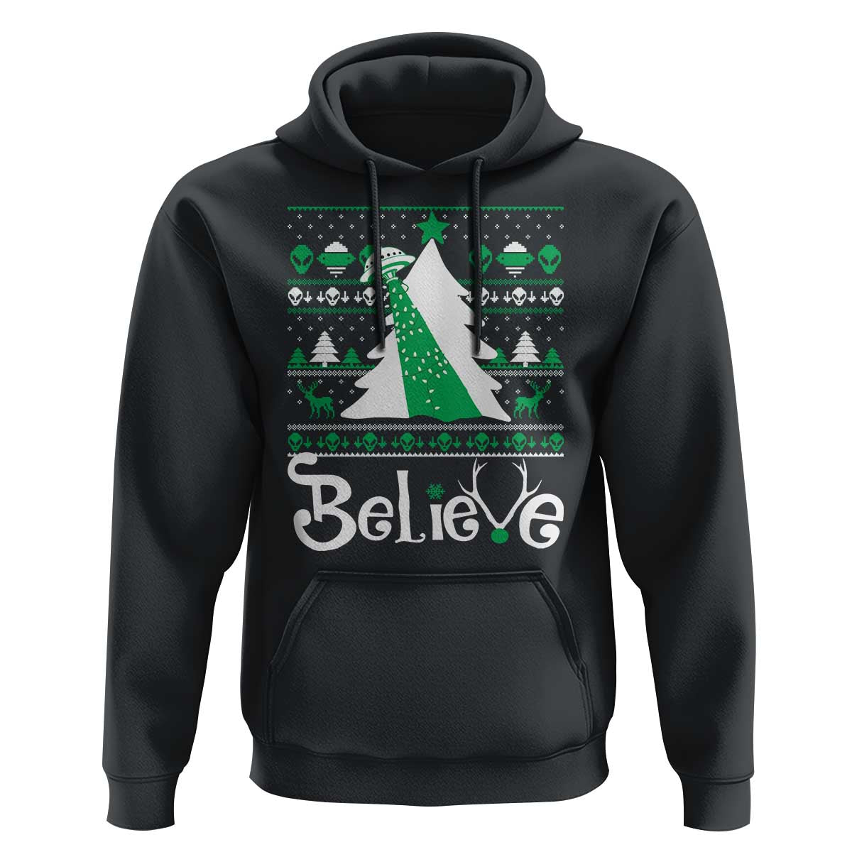 Funny Xmas UFO Believe Hoodie