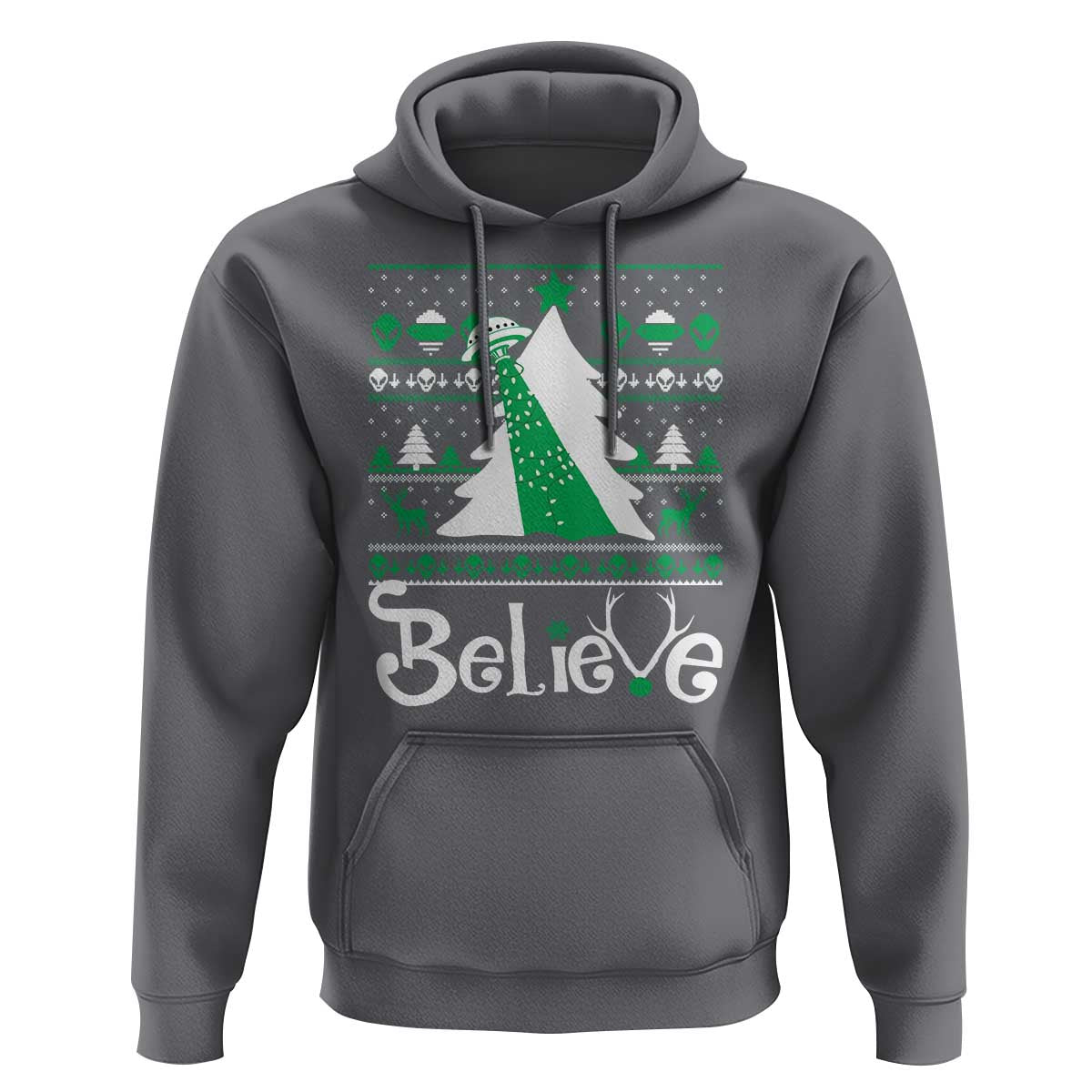 Funny Xmas UFO Believe Hoodie