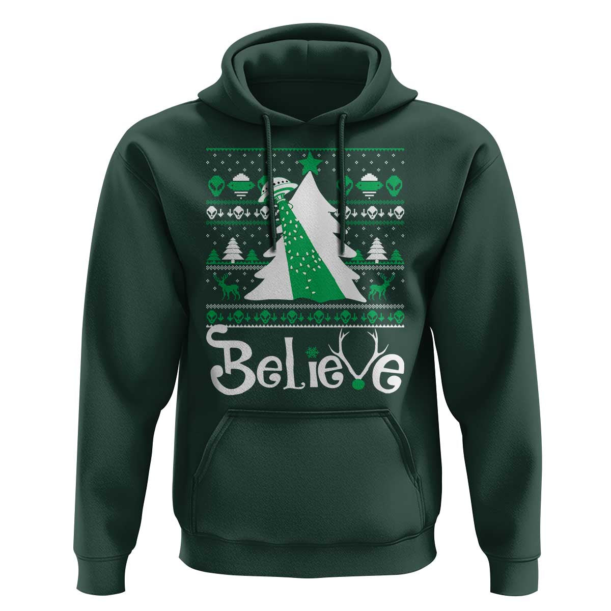 Funny Xmas UFO Believe Hoodie