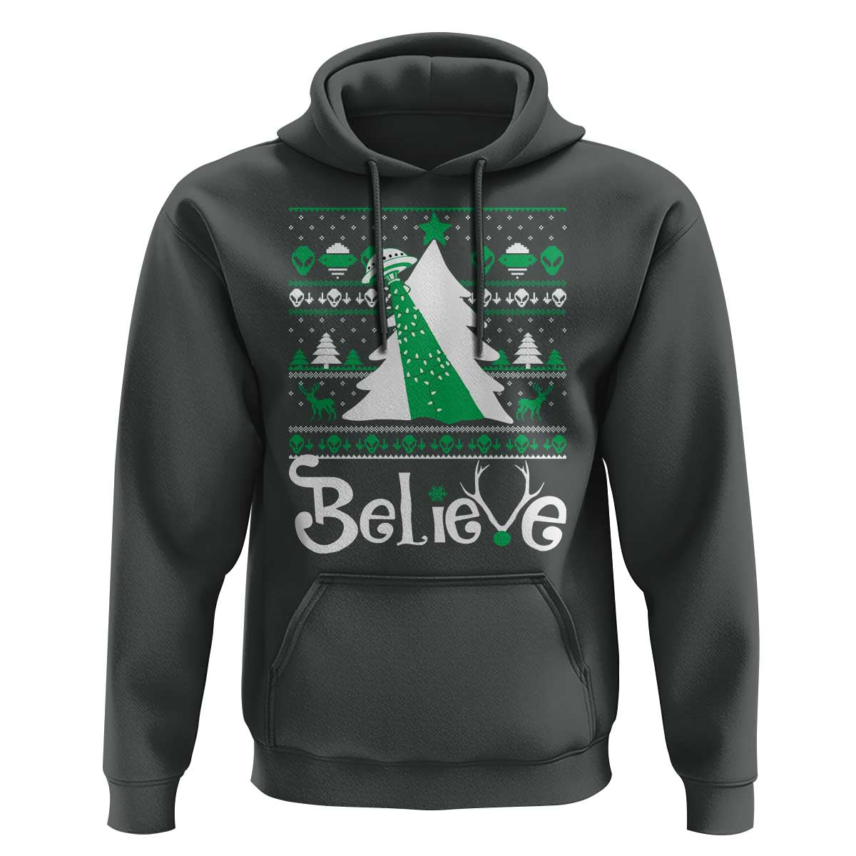 Funny Xmas UFO Believe Hoodie