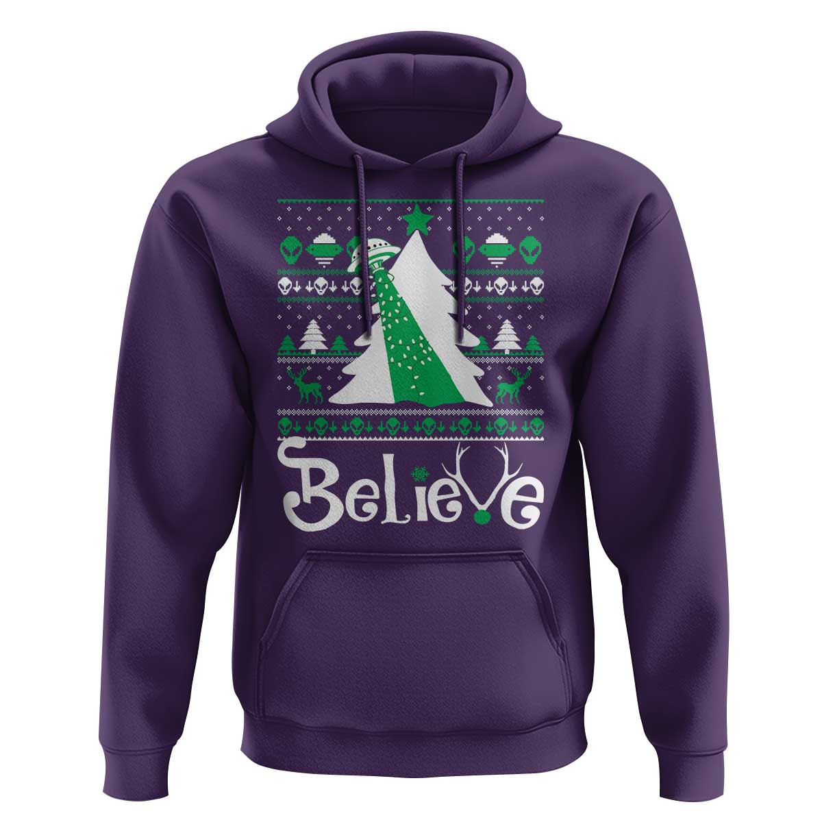 Funny Xmas UFO Believe Hoodie