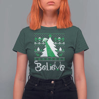 Funny Xmas UFO Believe T Shirt For Women - Wonder Print Shop