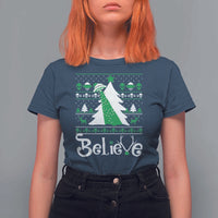 Funny Xmas UFO Believe T Shirt For Women - Wonder Print Shop