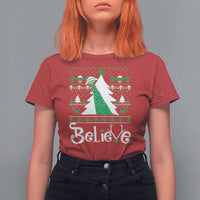 Funny Xmas UFO Believe T Shirt For Women - Wonder Print Shop