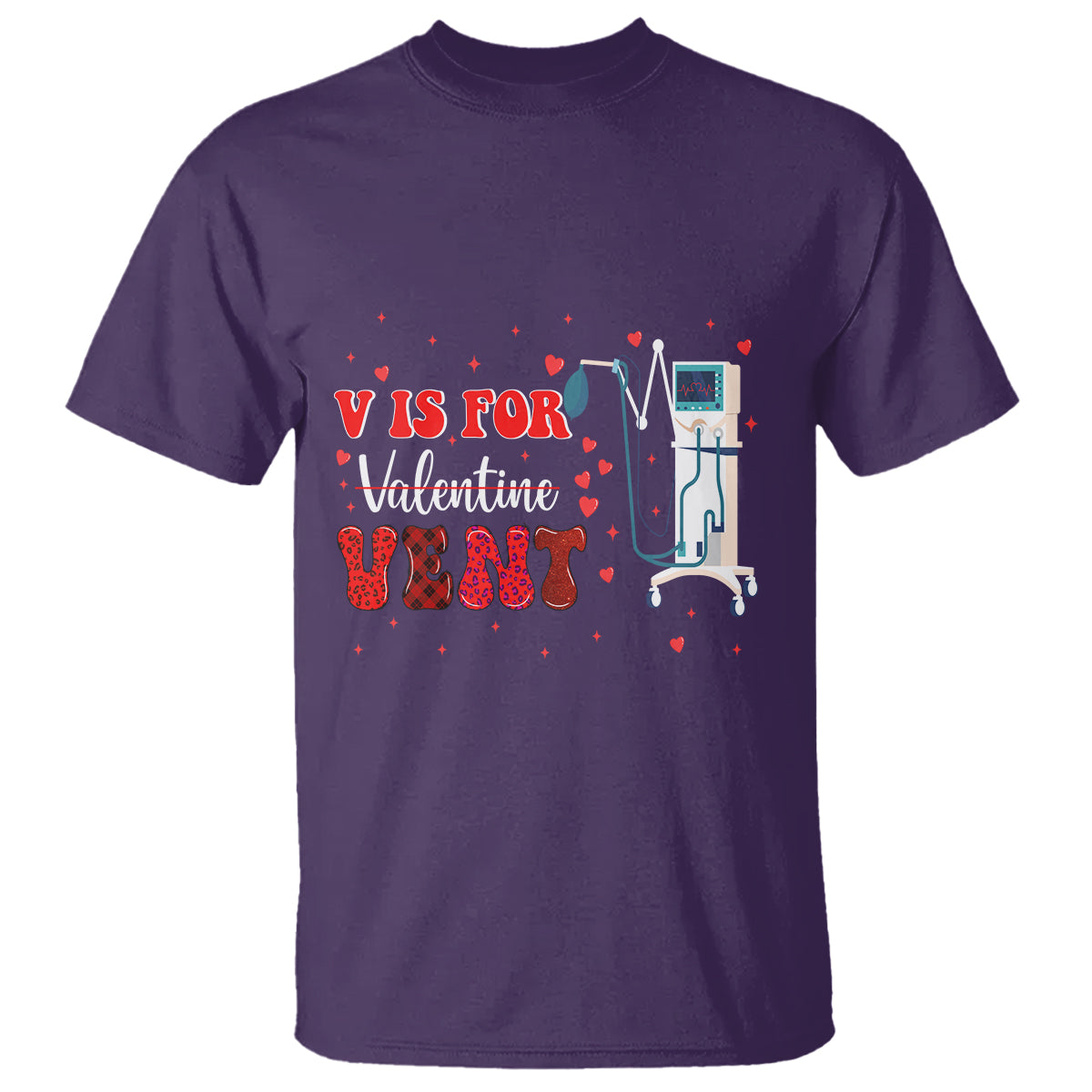Valentine's Day T Shirt V Is For Vent Respiratory Therapist Nurse Healthcare Worker - Wonder Print Shop
