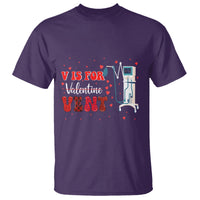 Valentine's Day T Shirt V Is For Vent Respiratory Therapist Nurse Healthcare Worker - Wonder Print Shop