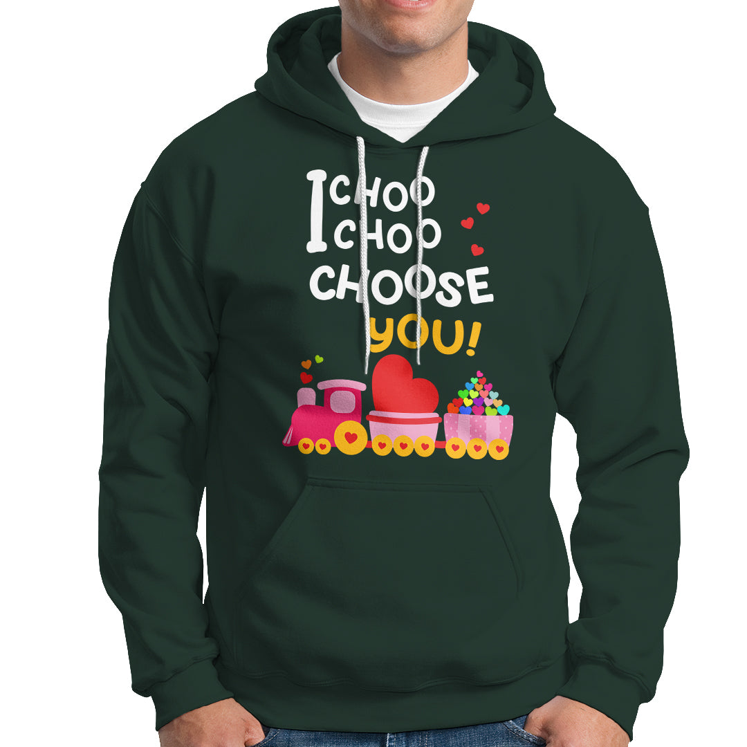 Valentine's Day Hoodie I Choo Choo Choose You Love Train Heart - Wonder Print Shop