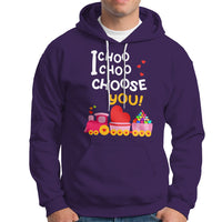 Valentine's Day Hoodie I Choo Choo Choose You Love Train Heart - Wonder Print Shop