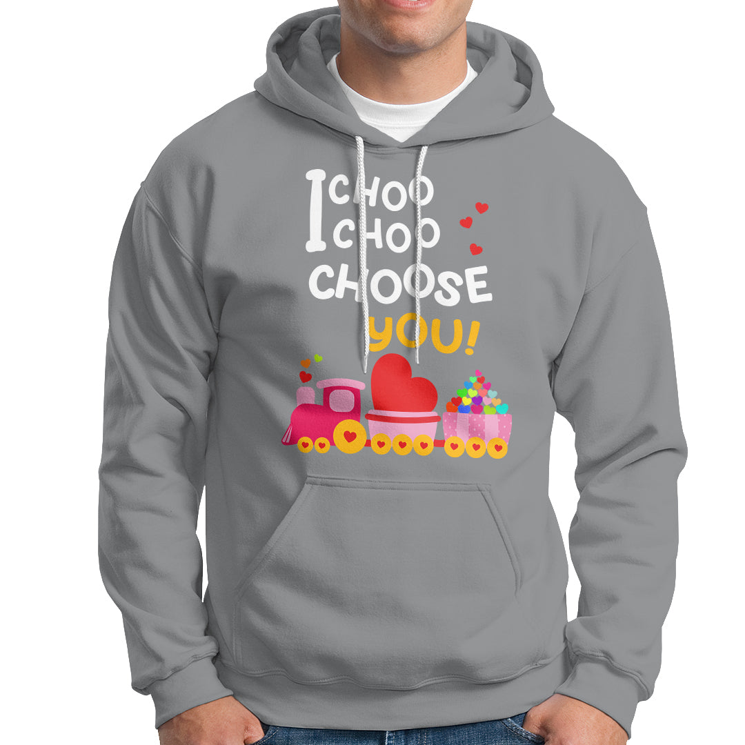 Valentine's Day Hoodie I Choo Choo Choose You Love Train Heart - Wonder Print Shop