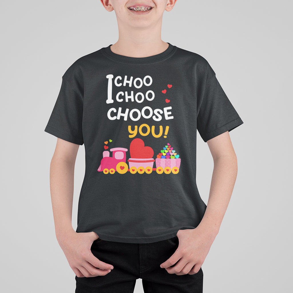 Valentine's Day T Shirt For Kid I Choo Choo Choose You Love Train Heart - Wonder Print Shop