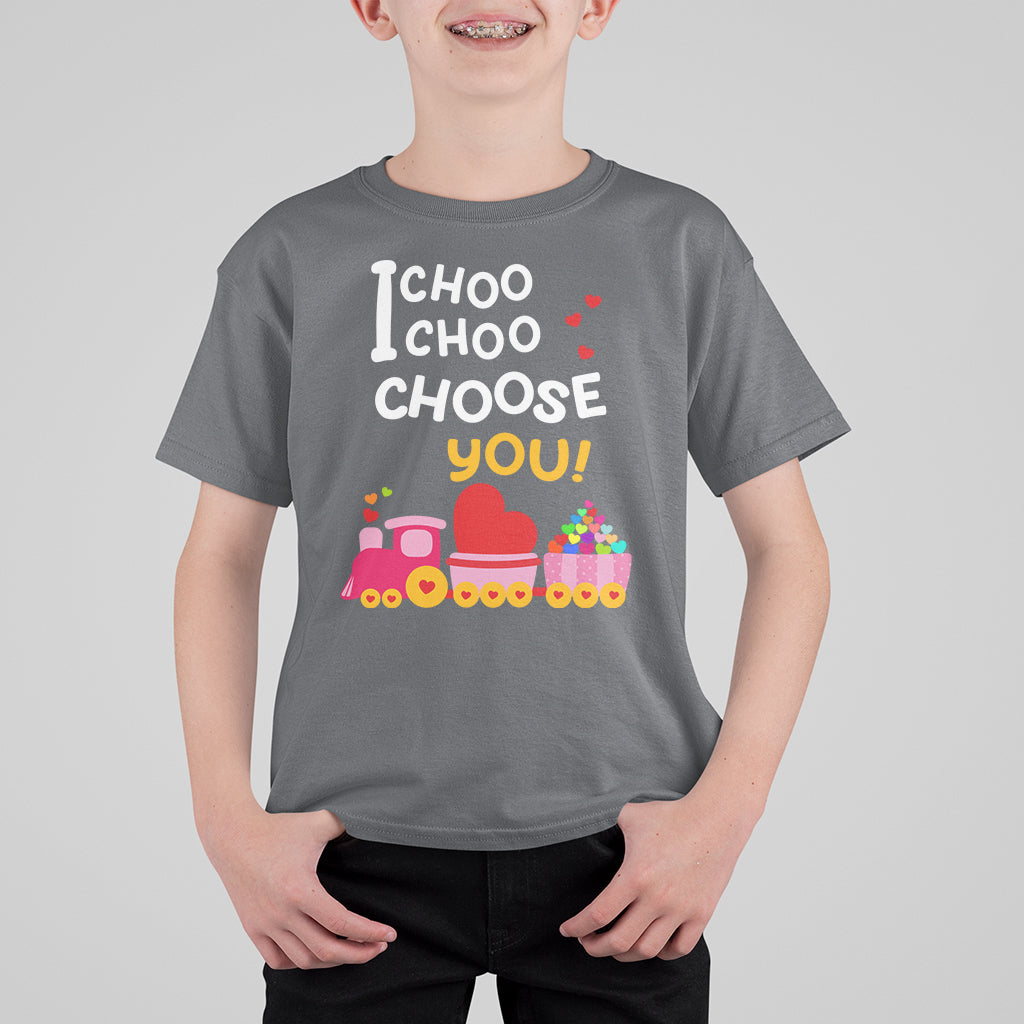 Valentine's Day T Shirt For Kid I Choo Choo Choose You Love Train Heart - Wonder Print Shop