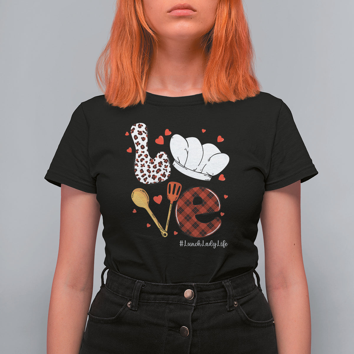 Valentine's Day T Shirt For Women LOVE Lunch Lady Life - Wonder Print Shop