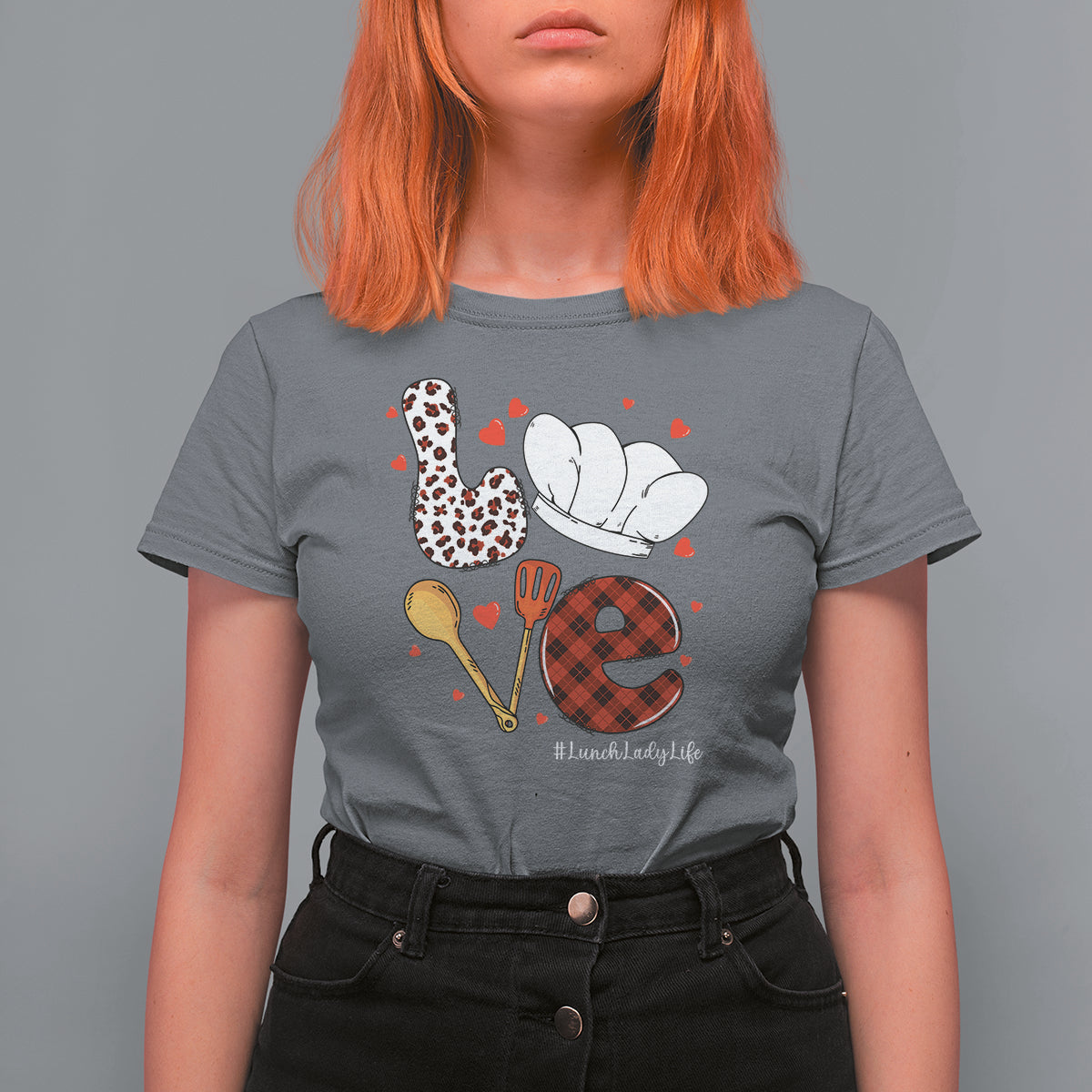 Valentine's Day T Shirt For Women LOVE Lunch Lady Life - Wonder Print Shop