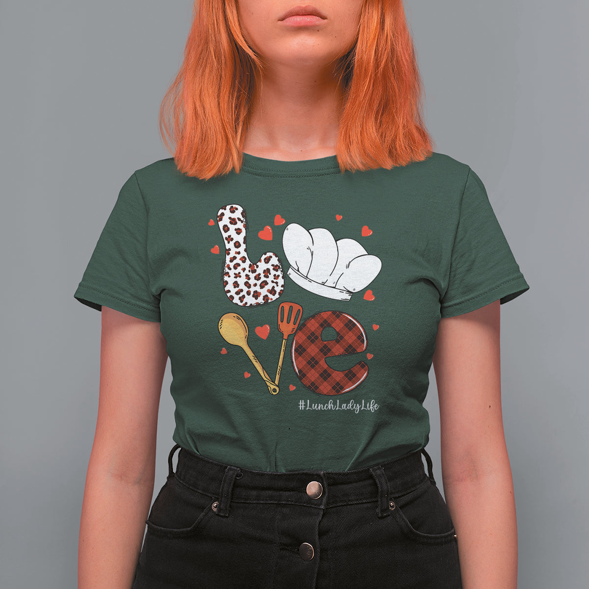 Valentine's Day T Shirt For Women LOVE Lunch Lady Life - Wonder Print Shop