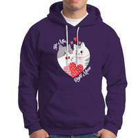 Valentine's Day Hoodie Be Mine Right Meow Funny Cat Lover - Wonder Print Shop