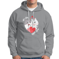 Valentine's Day Hoodie Be Mine Right Meow Funny Cat Lover - Wonder Print Shop