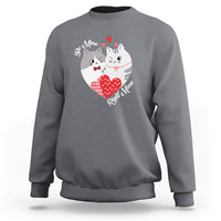 Valentine's Day Sweatshirt Be Mine Right Meow Funny Cat Lover - Wonder Print Shop