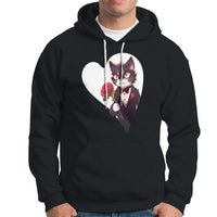 Valentine's Day Hoodie Tuxedo Cat Valentine Heart for Kitten and Animal Lovers - Wonder Print Shop