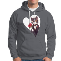 Valentine's Day Hoodie Tuxedo Cat Valentine Heart for Kitten and Animal Lovers - Wonder Print Shop