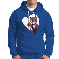 Valentine's Day Hoodie Tuxedo Cat Valentine Heart for Kitten and Animal Lovers - Wonder Print Shop
