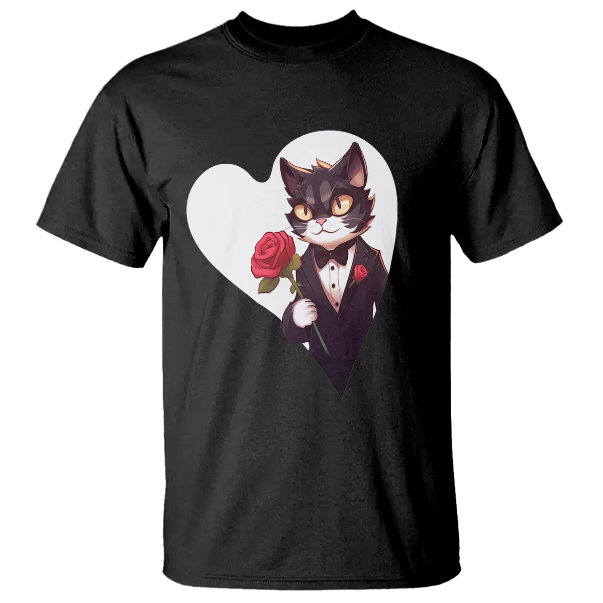 Valentine's Day T Shirt Tuxedo Cat Valentine Heart for Kitten and Animal Lovers - Wonder Print Shop