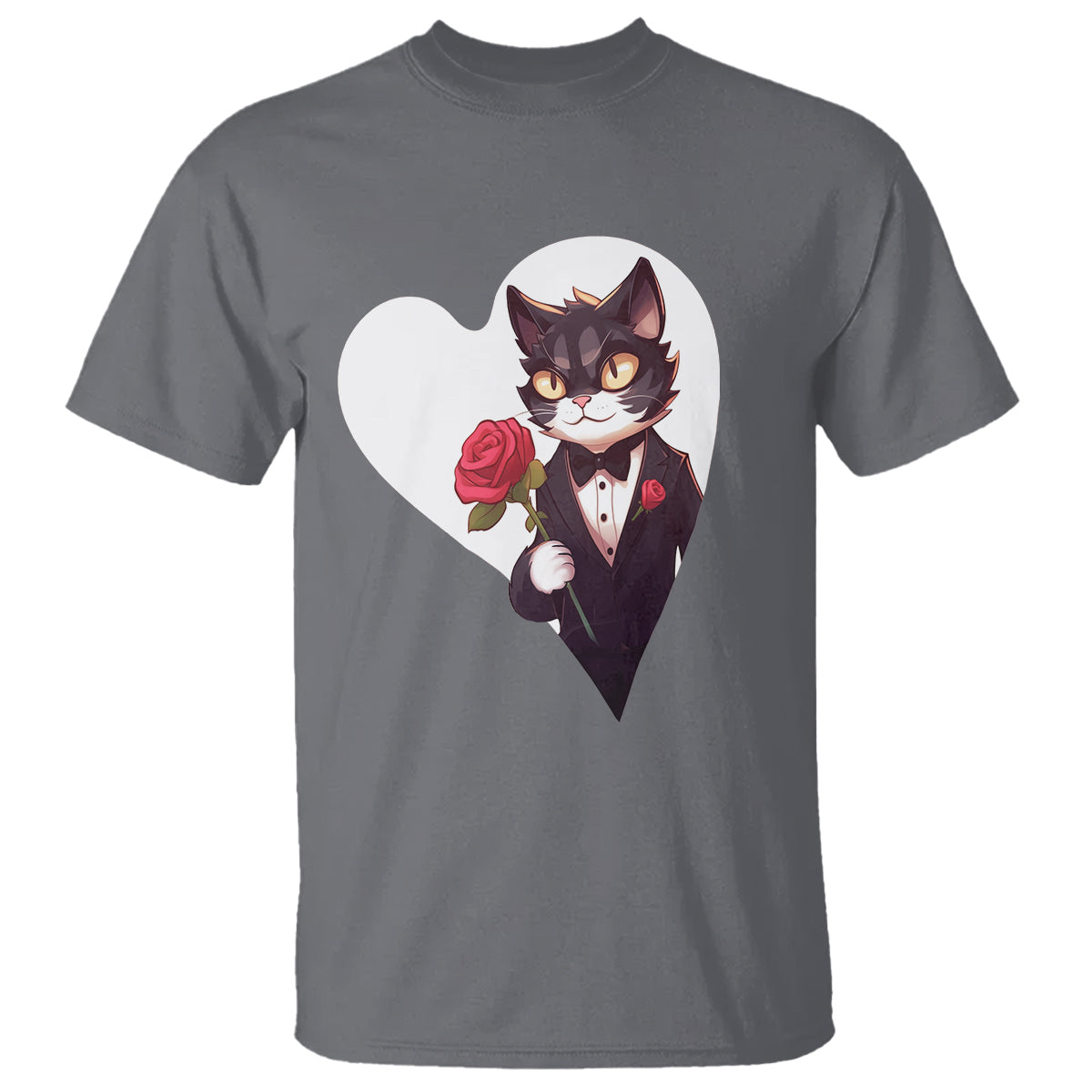 Valentine's Day T Shirt Tuxedo Cat Valentine Heart for Kitten and Animal Lovers - Wonder Print Shop