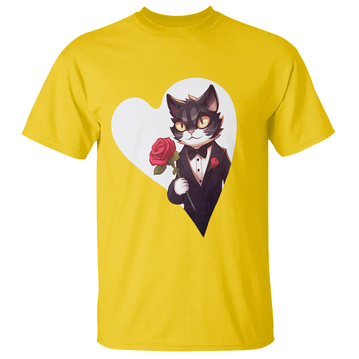 Valentine's Day T Shirt Tuxedo Cat Valentine Heart for Kitten and Animal Lovers - Wonder Print Shop