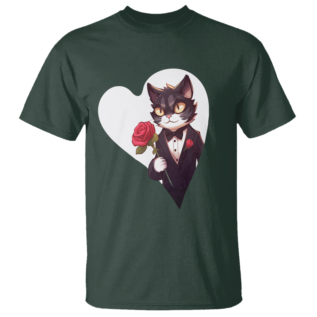 Valentine's Day T Shirt Tuxedo Cat Valentine Heart for Kitten and Animal Lovers - Wonder Print Shop