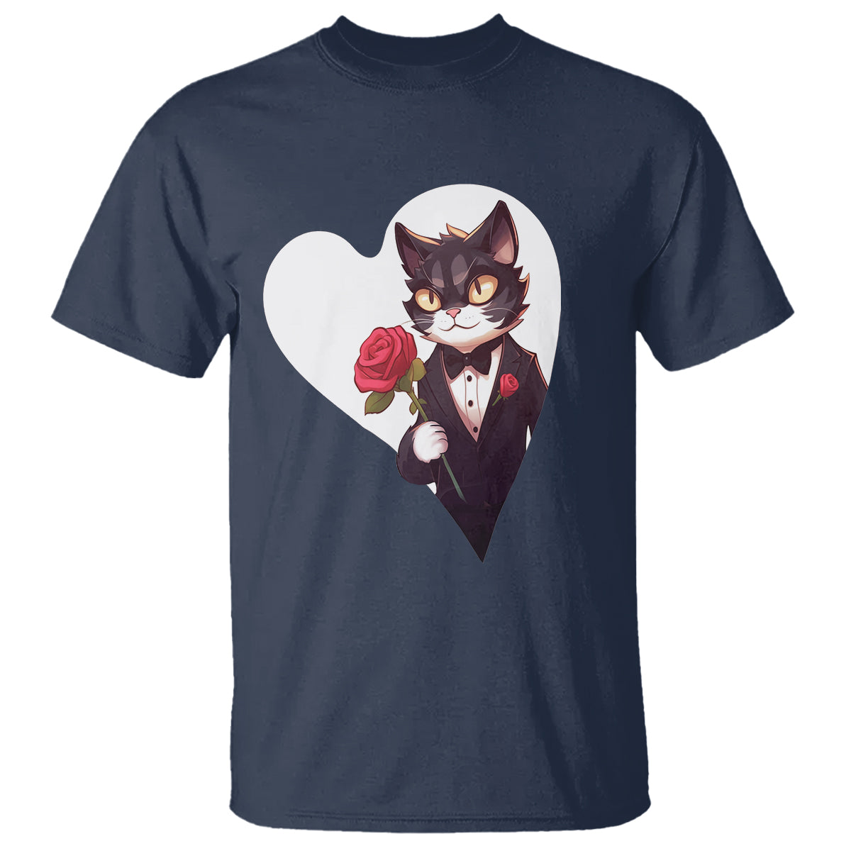 Valentine's Day T Shirt Tuxedo Cat Valentine Heart for Kitten and Animal Lovers - Wonder Print Shop