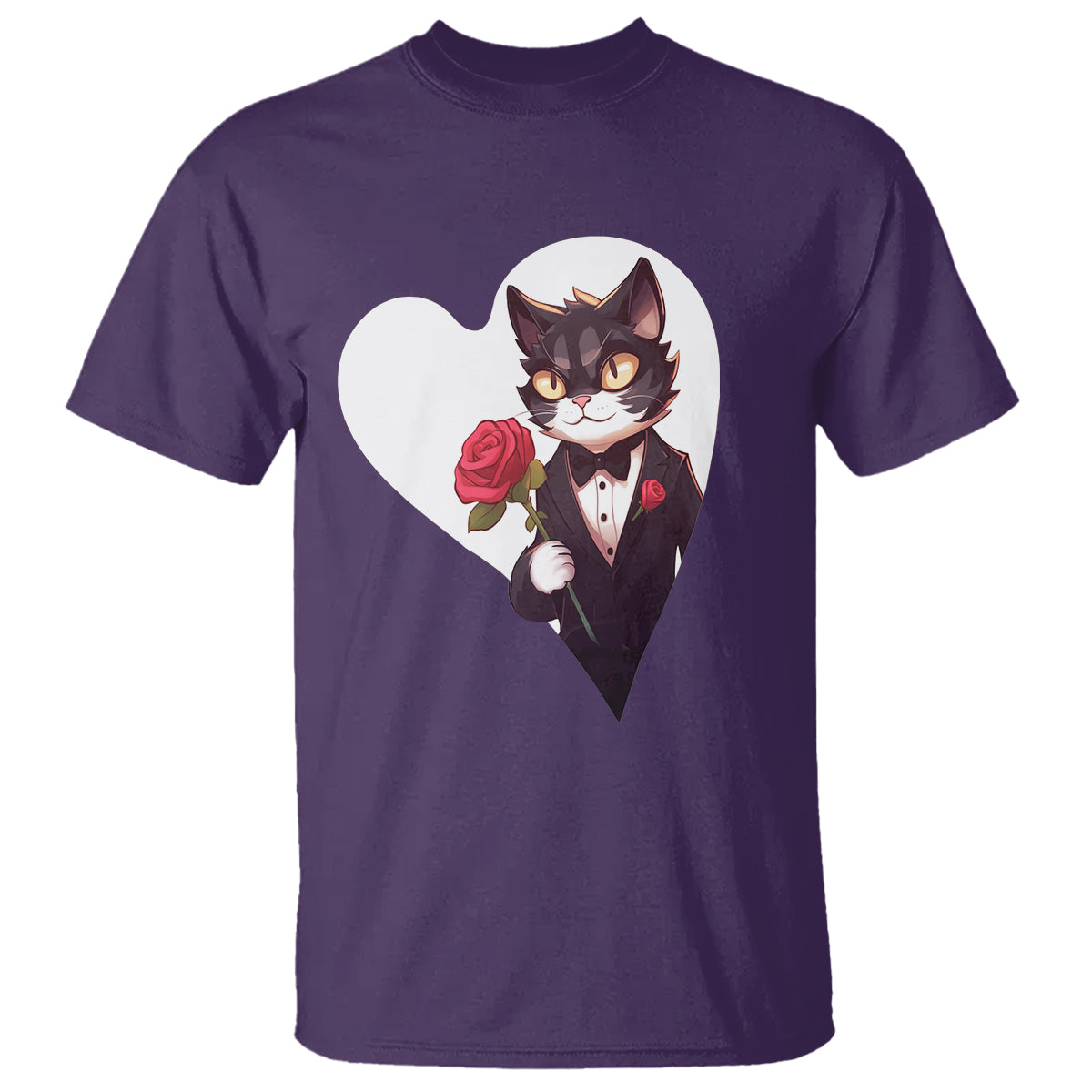 Valentine's Day T Shirt Tuxedo Cat Valentine Heart for Kitten and Animal Lovers - Wonder Print Shop