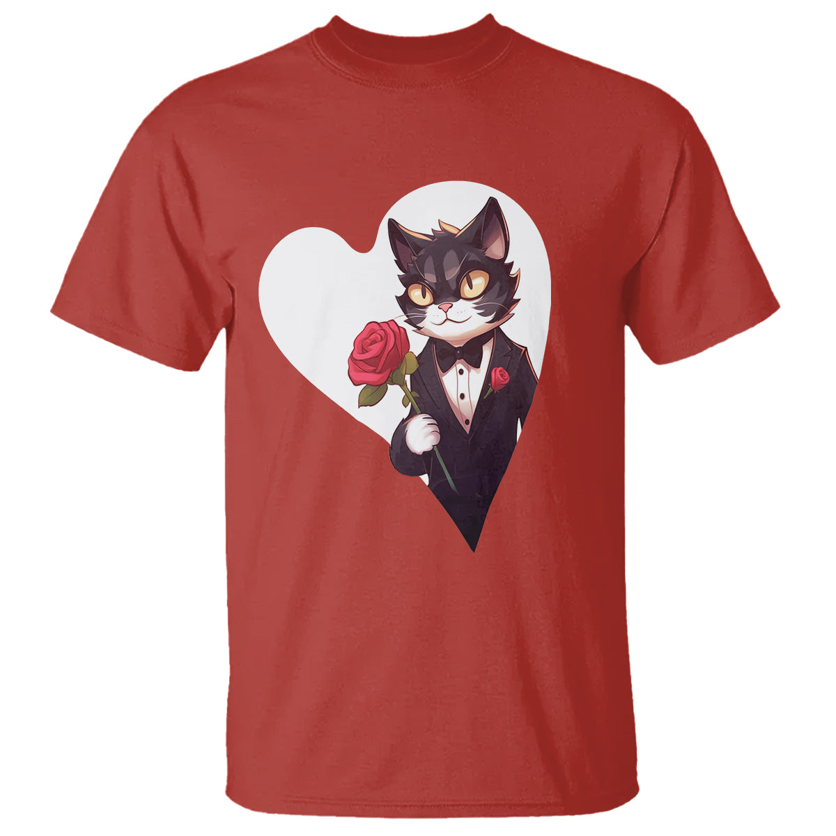 Valentine's Day T Shirt Tuxedo Cat Valentine Heart for Kitten and Animal Lovers - Wonder Print Shop