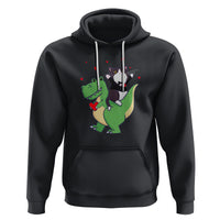 Valentine's Day Hoodie Cat Riding Dinosaur Cool Tuxedo On Suit And Take Rose - Wonder Print Shop