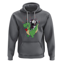 Valentine's Day Hoodie Cat Riding Dinosaur Cool Tuxedo On Suit And Take Rose - Wonder Print Shop