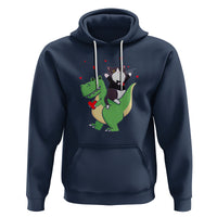 Valentine's Day Hoodie Cat Riding Dinosaur Cool Tuxedo On Suit And Take Rose - Wonder Print Shop