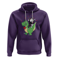 Valentine's Day Hoodie Cat Riding Dinosaur Cool Tuxedo On Suit And Take Rose - Wonder Print Shop