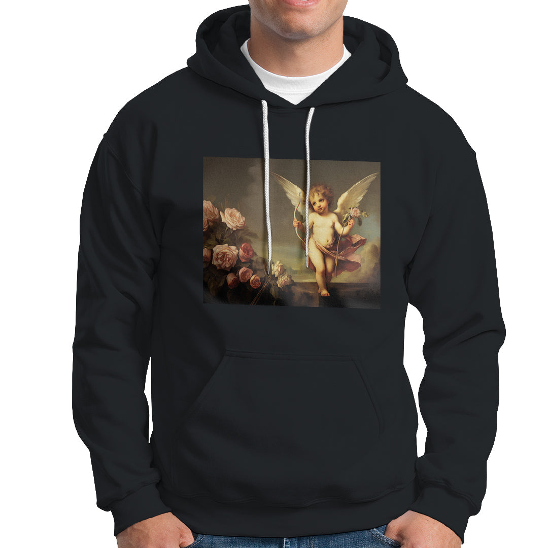 Valentine's Day Hoodie Cupid Cherubs Art Valentine Angel Rose Garden Aesthetic - Wonder Print Shop