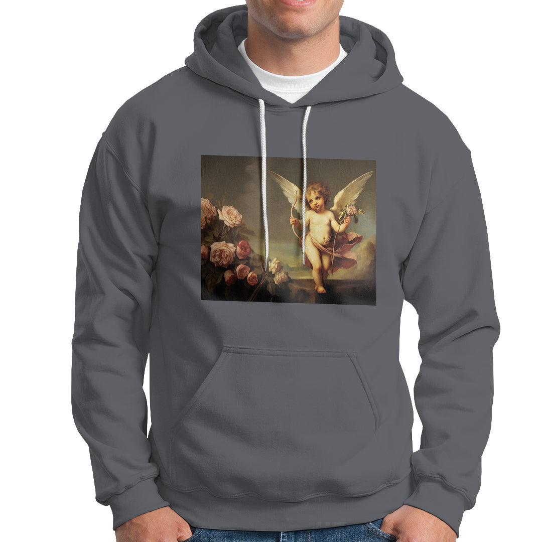 Valentine's Day Hoodie Cupid Cherubs Art Valentine Angel Rose Garden Aesthetic - Wonder Print Shop